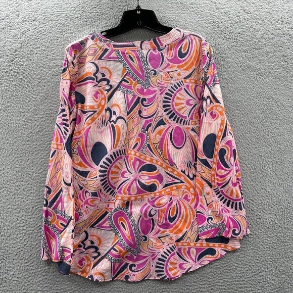 Liz Claiborne Tunic Blouse Size XL Blouse Women’s Vacay Hippie Boho 100% Cotton - Picture 4 of 8